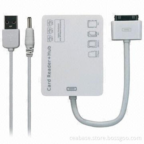 Card Reader with Three USB Hubs, Ideal for iPad